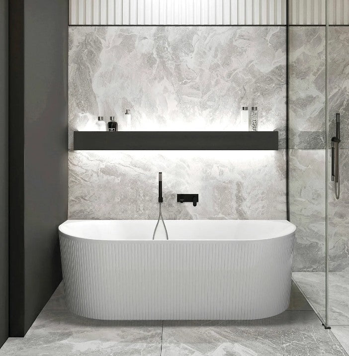 Freestanding and built-in bathtubs for home bathrooms.