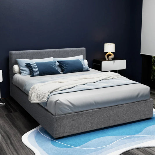 Artiss Bed Frame Queen Size Gas Lift Grey NINO - Mekamart Australia