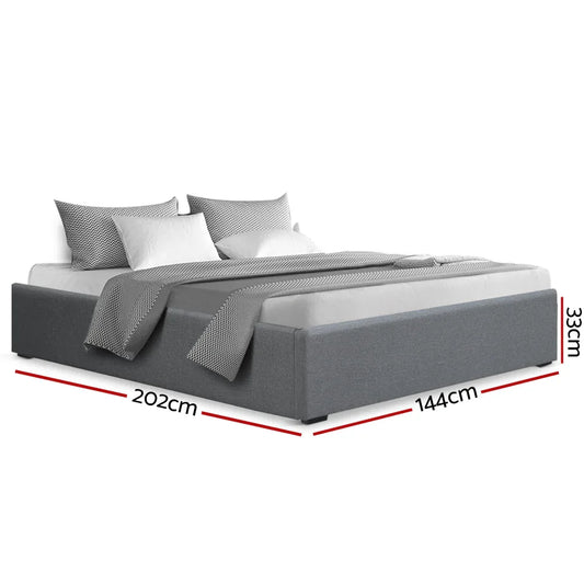 Artiss Bed Frame Double Size Gas Lift Base Grey TOKI - Mekamart Australia