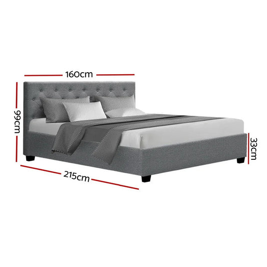 Artiss Bed Frame Queen Size Gas Lift Grey VILA - Mekamart Australia