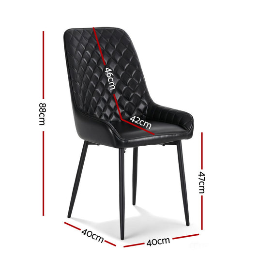 Artiss 2x Dining Chairs Retro PU Leather Kitchen Lounge Cafe Accent Chair Black