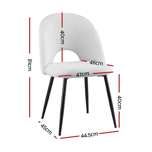 1 Set of 4 Artiss Dining Chair Boucle Sherpa