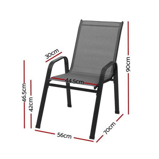 Gardeon 4PC Outdoor Dining Chairs Stackable Lounge Chair Patio Furniture Grey