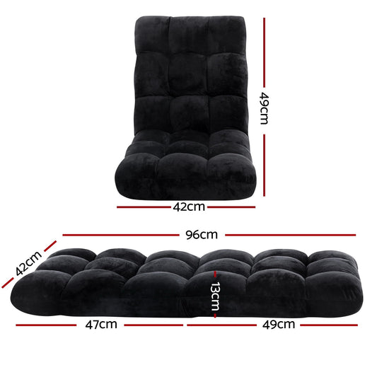 Artiss 4X Lounge Sofa Bed Flannel Fabric Black
