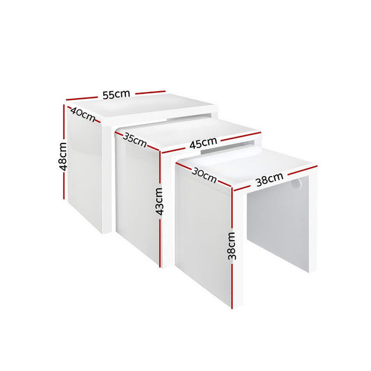 Artiss Nesting Coffee Table Set of 3 Glossy White