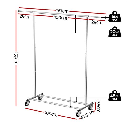 Artiss Clothes Rack Airer Rail Coat Stand Adjustable Hanger