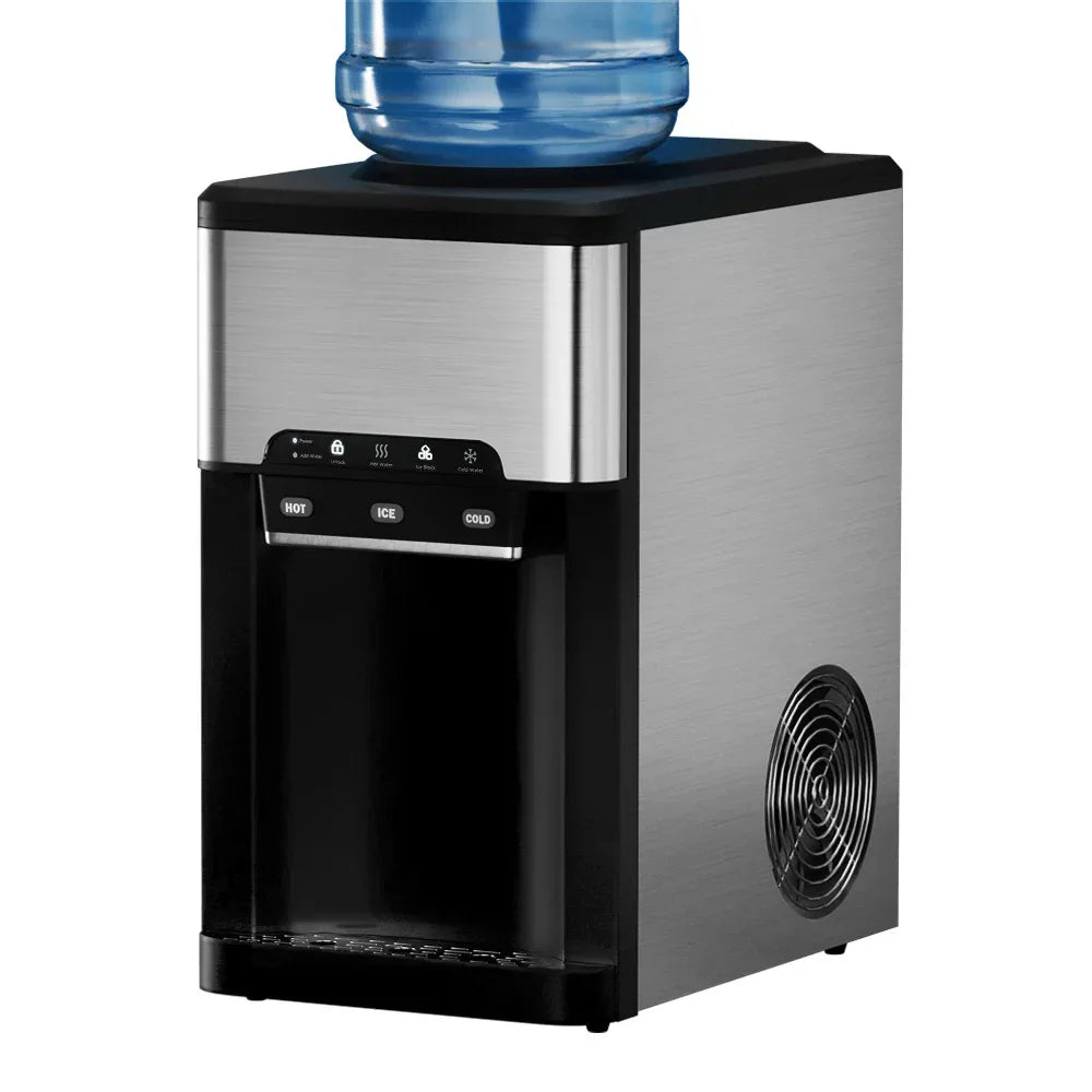 Devanti 20kg 3 in 1 Ice Maker Machine Cold and Hot Water Dispenser 3L Silver - Mekamart Australia