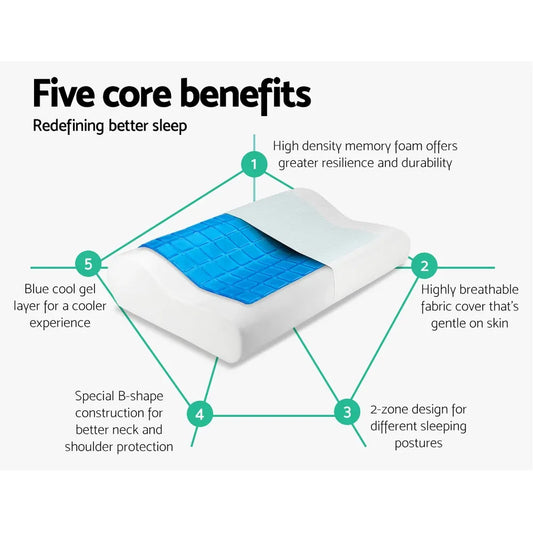 Giselle Bedding Contour Pillow Cool Gel Twin Pack - Mekamart Australia