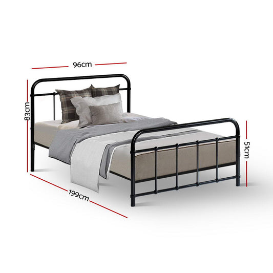 Artiss Bed Frame Metal Bed Frame LEO - Single (Black)