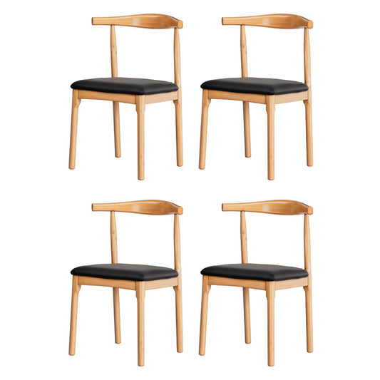 Artiss 4x Dining Chairs Rubber Wood Leather Seat Black