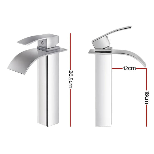 Cefito Bathroom Basin Mixer Tap Thin Tall Faucet Vanity Laundry Silver - Mekamart Australia