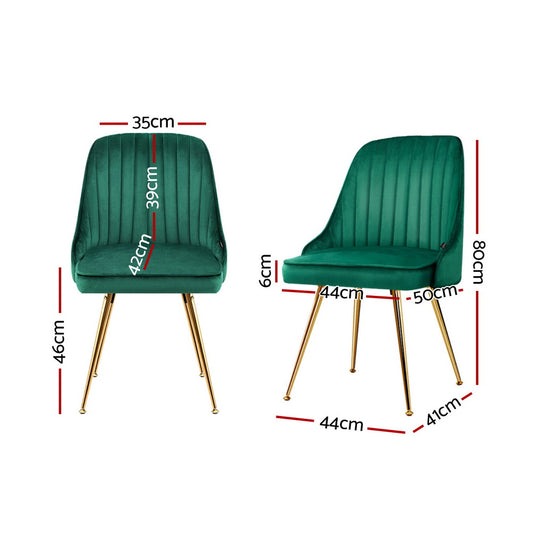 Artiss Dining Chairs Set of 4 Velvet Channel Tufted Green