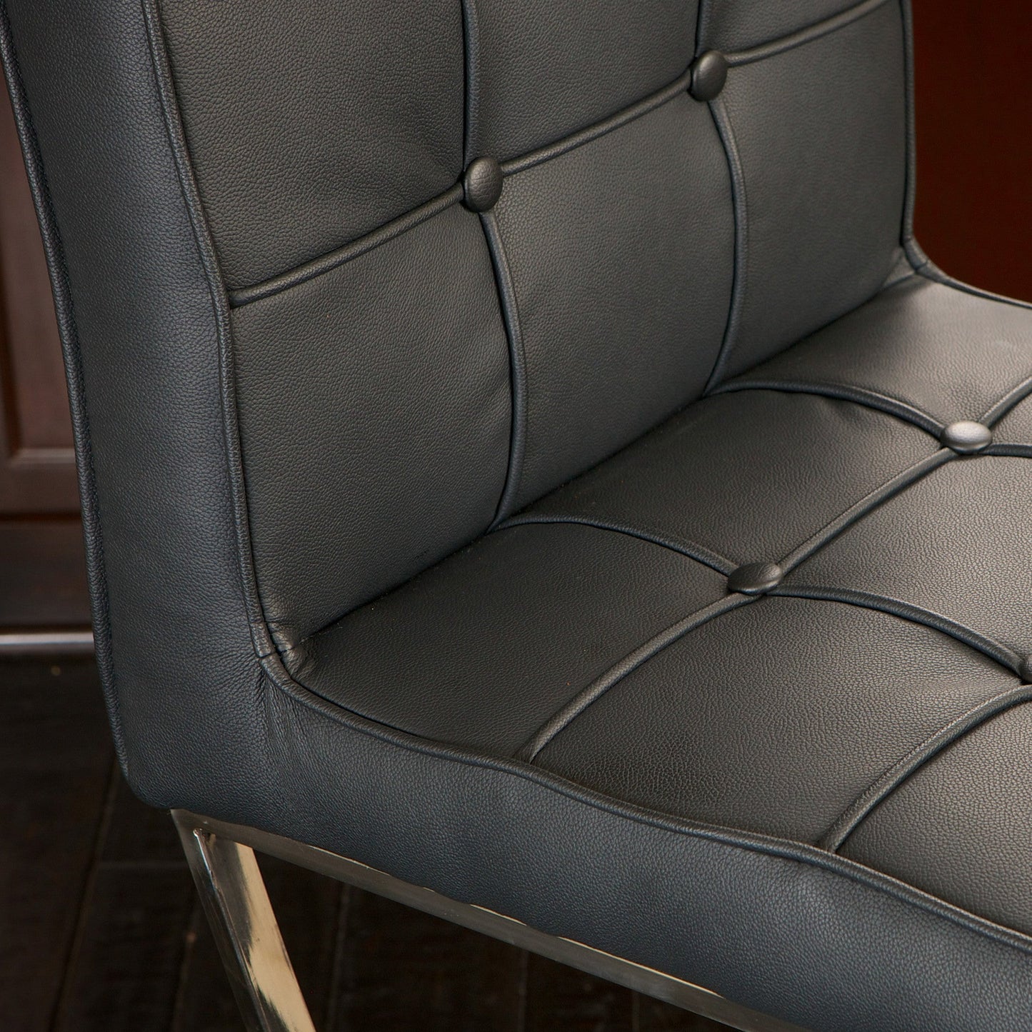 Pandora Bonded Leather & Steel Bar Stool in Black