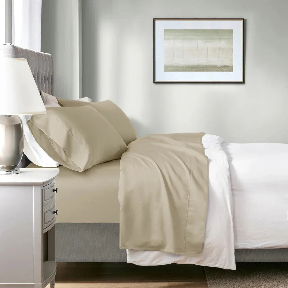 700 TC Tencel Lyocell Fibre & Cotton Bone Deep Queen Sheet Set by Renee Taylor - Mekamart Australia