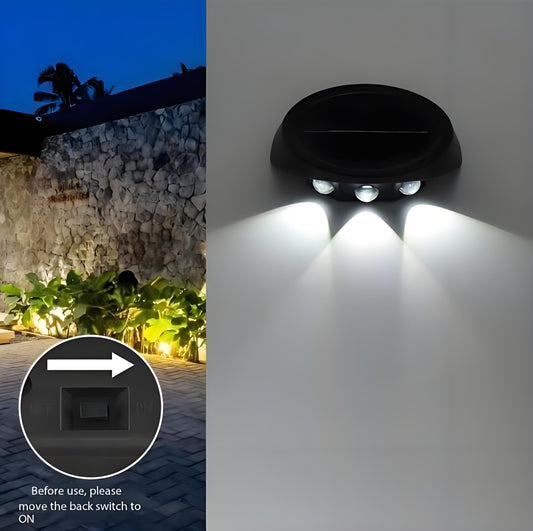 Solar Outdoor Wall Lights (4-Pack): IP44 Waterproof LED Sconces for Garden, Patio & Pathway Lighting(white light)