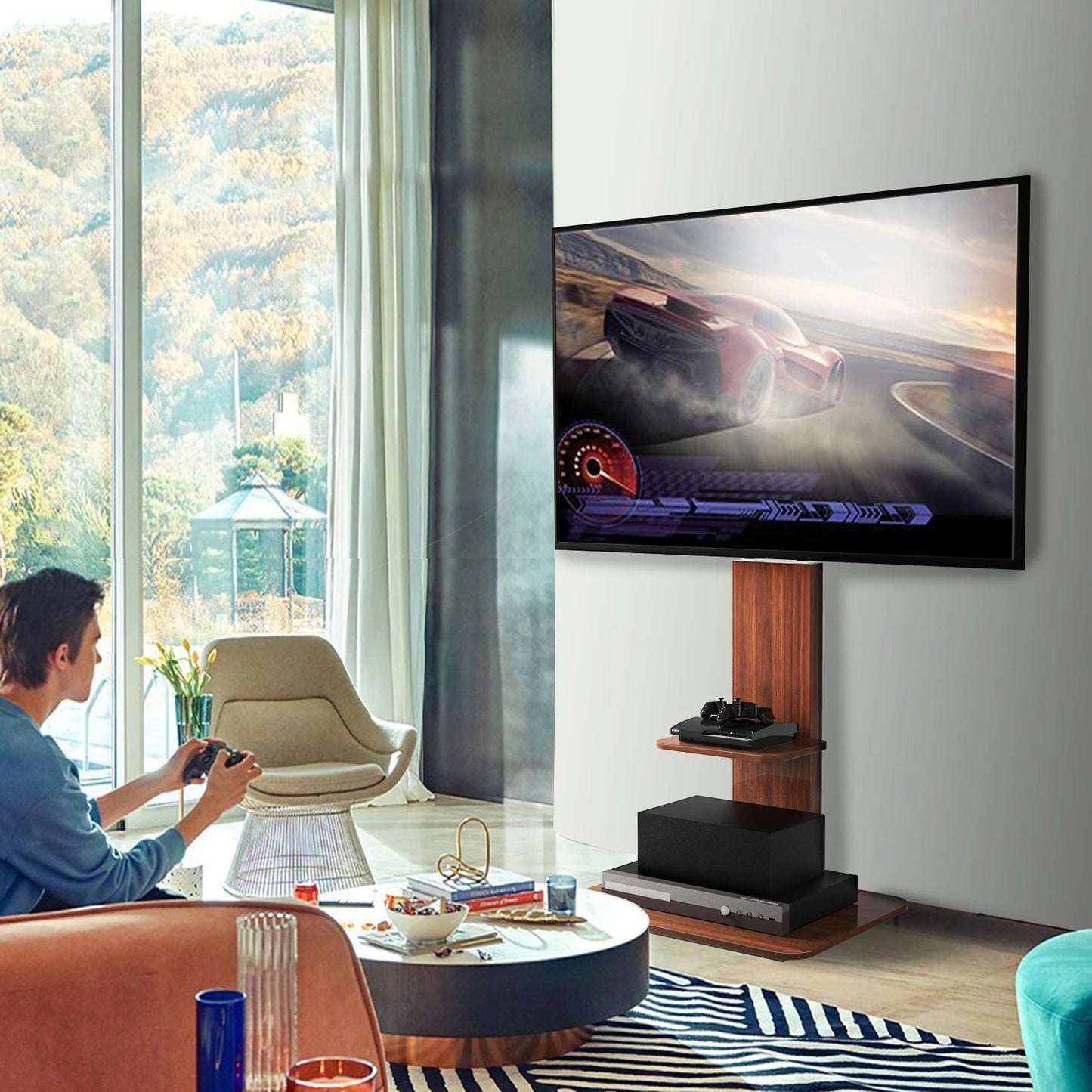 Adjustable Wood TV Stand for 32-65 Inch LCD LED