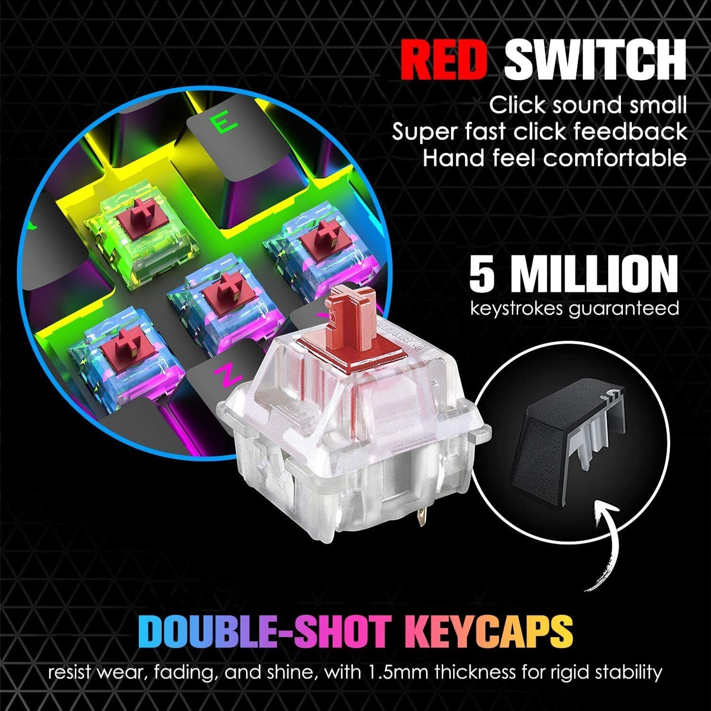 67 Keys Layout Design Mechanical Gaming Keyboard PC PS4 RGB Backlight Wired USB White