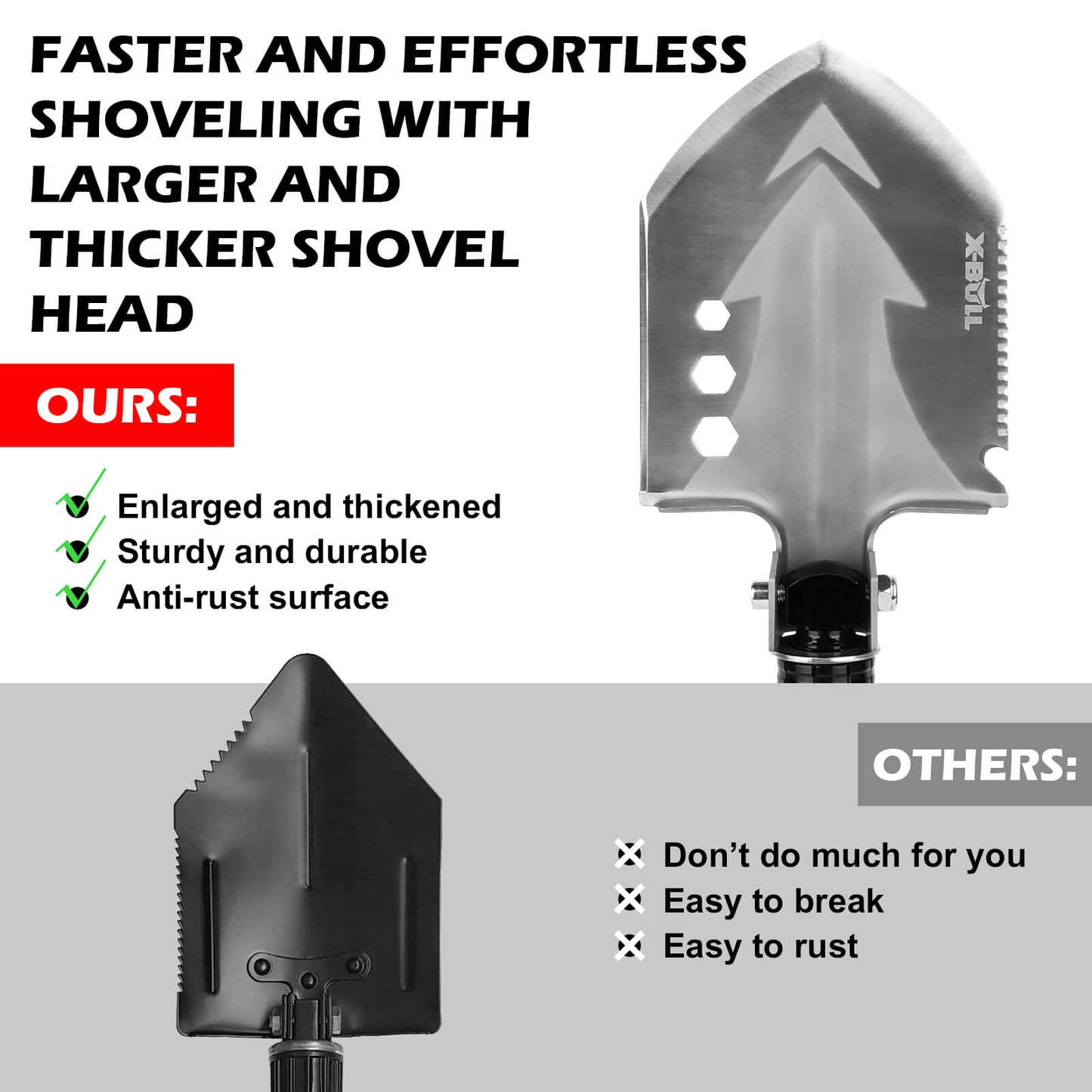 X-BULL Folding Shovel Outdoor Camping Survival Tools Multifunction Military