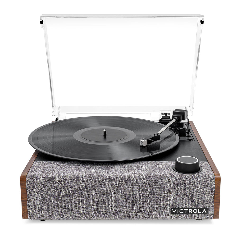 Victrola Eastwood II Turntable - Walnut + Bundled Majority D40X Bluetooth Speakers