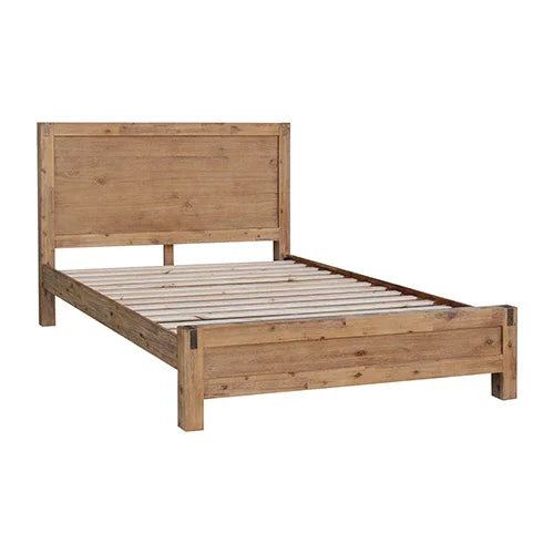 Bed Frame Single Size in Solid Wood Veneered Acacia Bedroom Timber Slat in Oak - Mekamart Australia
