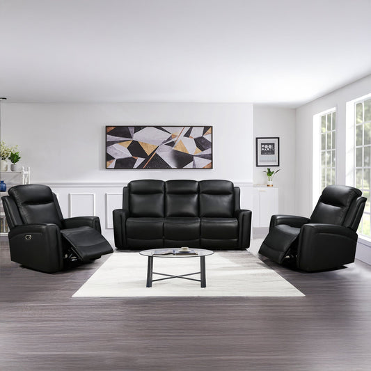 3-1-1 Seater Electric Leather/PVC Black Recliner Set