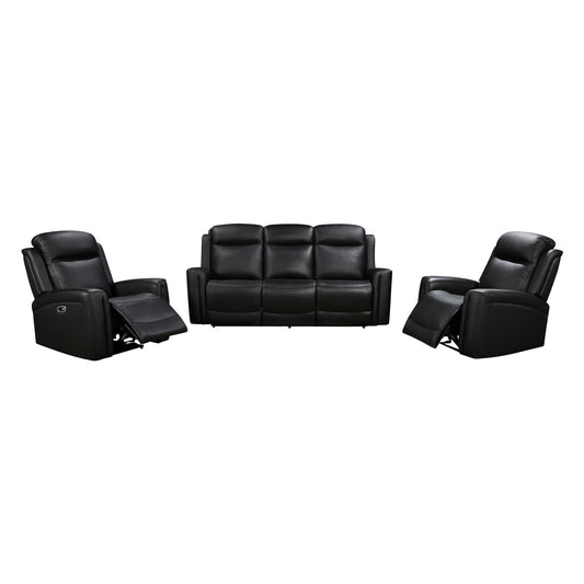 3-1-1 Seater Electric Leather/PVC Black Recliner Set