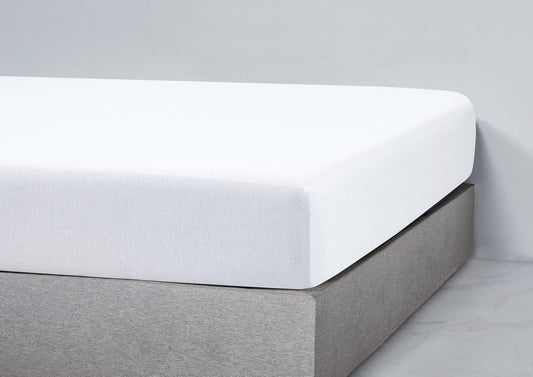100% Jersey Cotton Soft Stretchy Breathable Fitted Sheet - White - King Size - Mekamart Australia