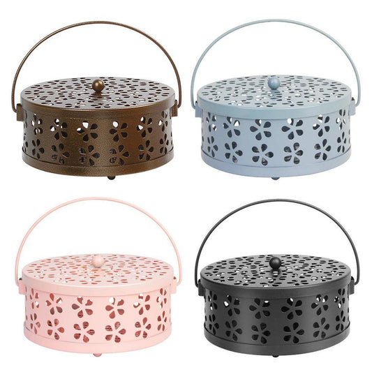 Iron Mosquito Incense Box Fireproof Tray Stand Indoor Household Incense Holder - Blue