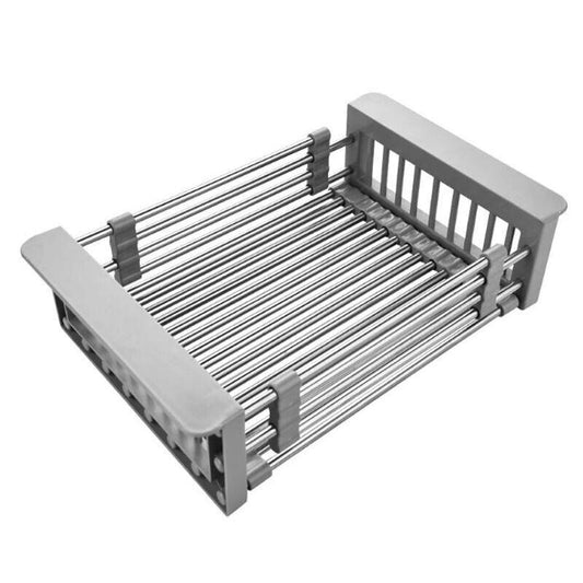 Stainless Steel Storage Sink Drain Basket Dish Drying Rack Kitchen Organizer Au