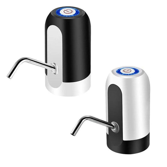 Electric Water Bottle Pump Dispenser Drinking Usb Button Black White Drinking - White