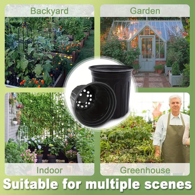 100PCS Black Gallon Soft Plastic Planter Bag Garden Nursery Pot Balcony Grow Bag
