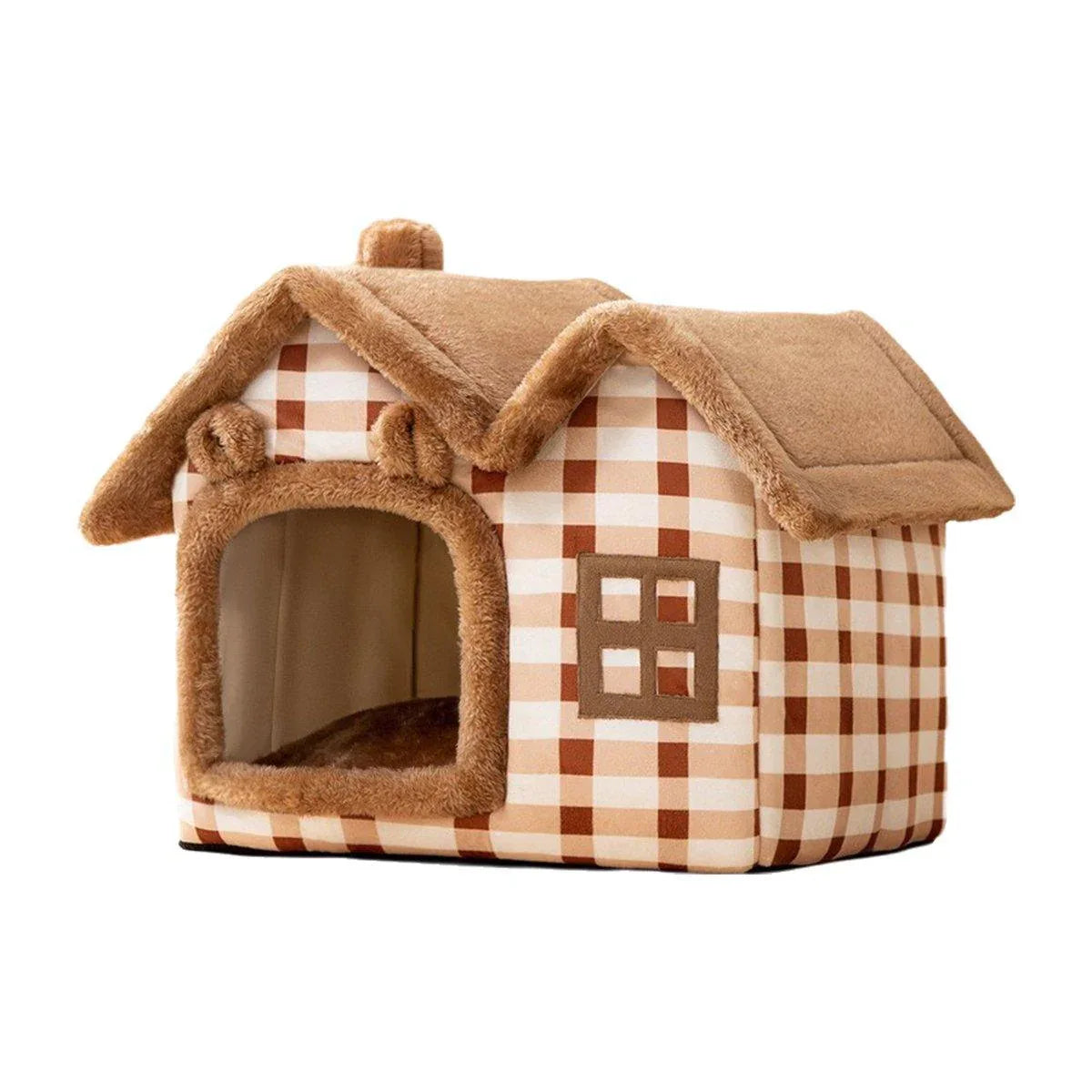 Removable Washable Pet House Four Seasons Cat Enclosed House - Brown-S - Mekamart Australia