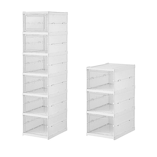 Easy Assemble Shoe Box Foldable Rack 3/6 Layers Storage Transparent Drawers - 3-Tier
