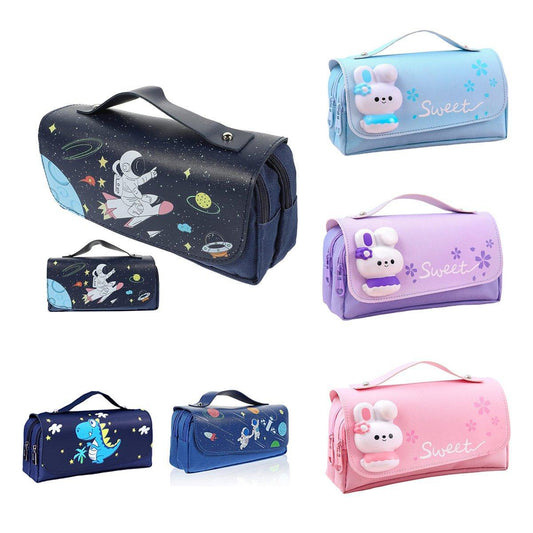 Functional Pencil Case Stationery Bag Pen Holder Storage Organizer for School - 04