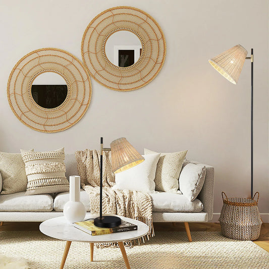 Yvette Rattan Floor Lamp - Mekamart Australia