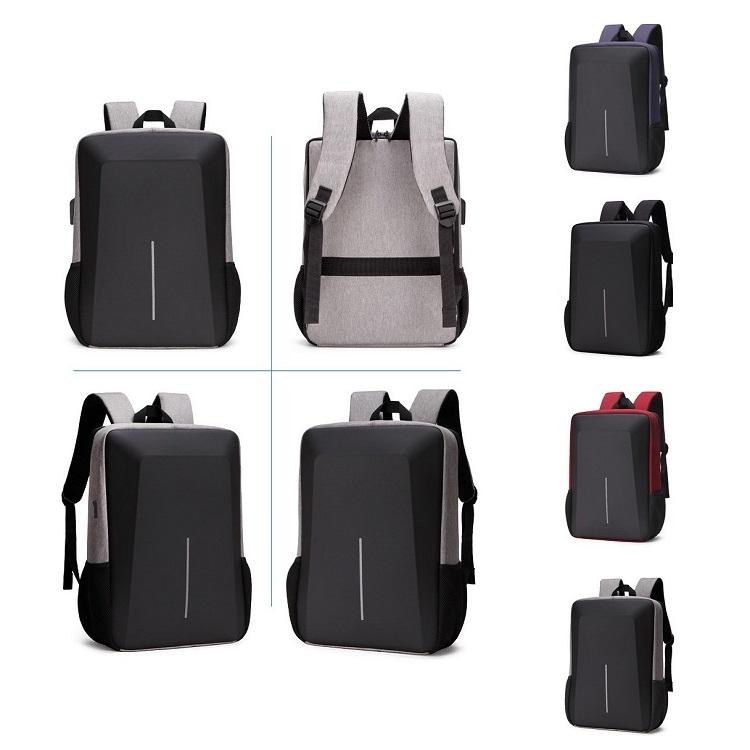 Anti-theft Hard Shell Backpack for Men with Alloy Frame - Blue