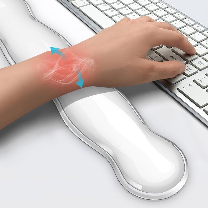 Large Green Silicone Keyboard Wrist Rest & Mouse Pad - Small Transparent Gray