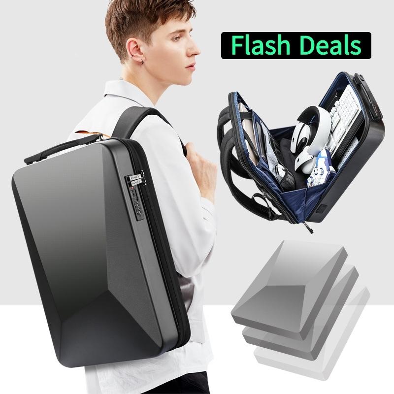 Waterproof Expandable Backpack with Usb Charging - Black Regular