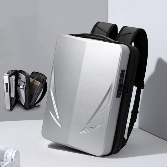 Men Gaming Backpack - Double-layer Hard Shell - Silver