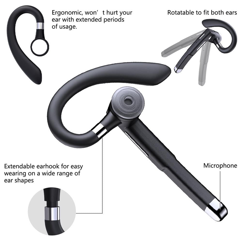 Rotatable Earhook Bluetooth Earphone for Noise Reduction Calls - no Charging Box