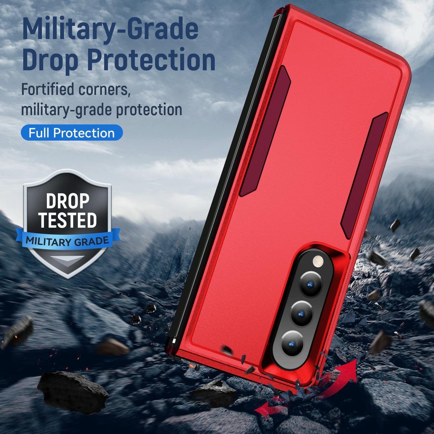 For Samsung Galaxy Z Fold4 5G Shockproof Pc Tpu Case - White + Pink
