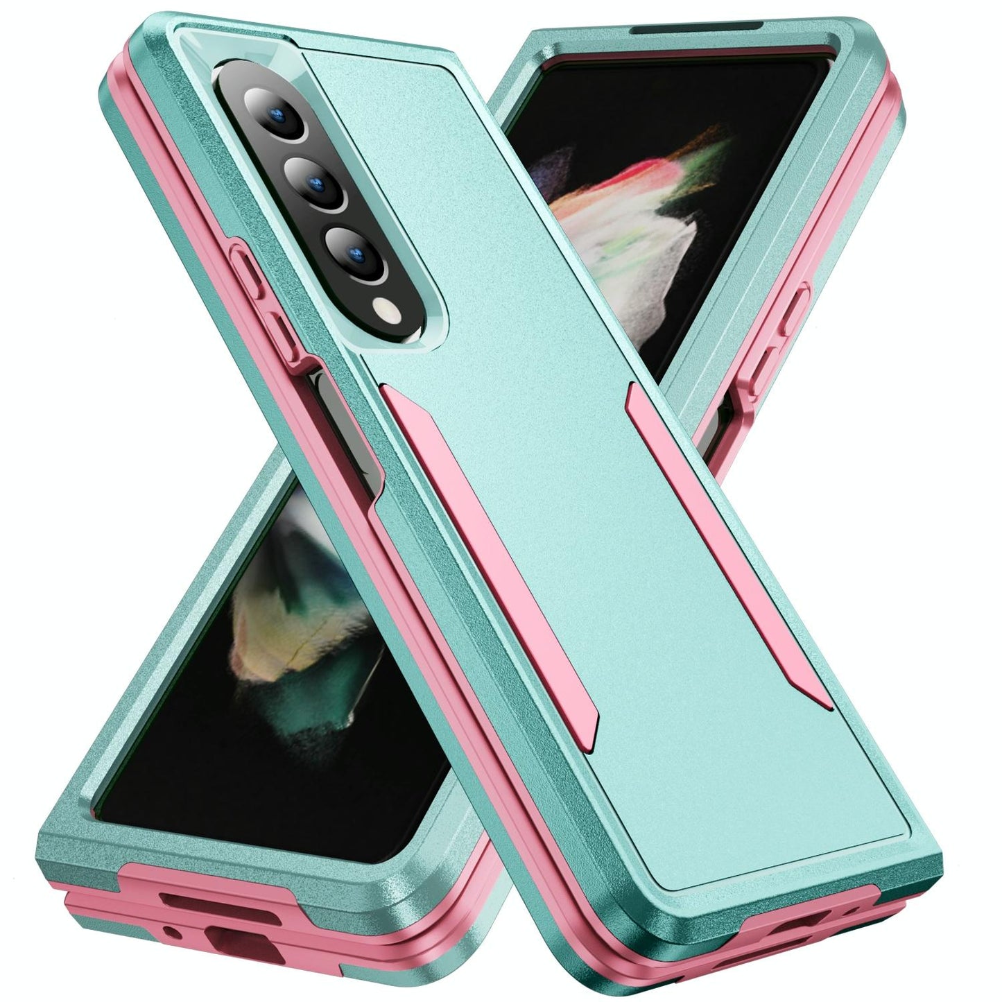 For Samsung Galaxy Z Fold4 5G Shockproof Pc Tpu Case - White + Pink