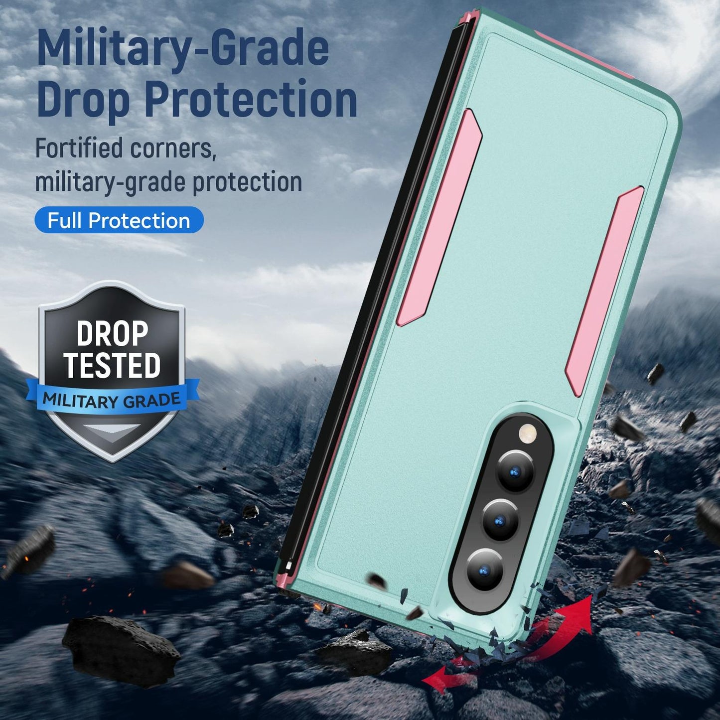 For Samsung Galaxy Z Fold4 5G Shockproof Pc Tpu Case - White + Pink