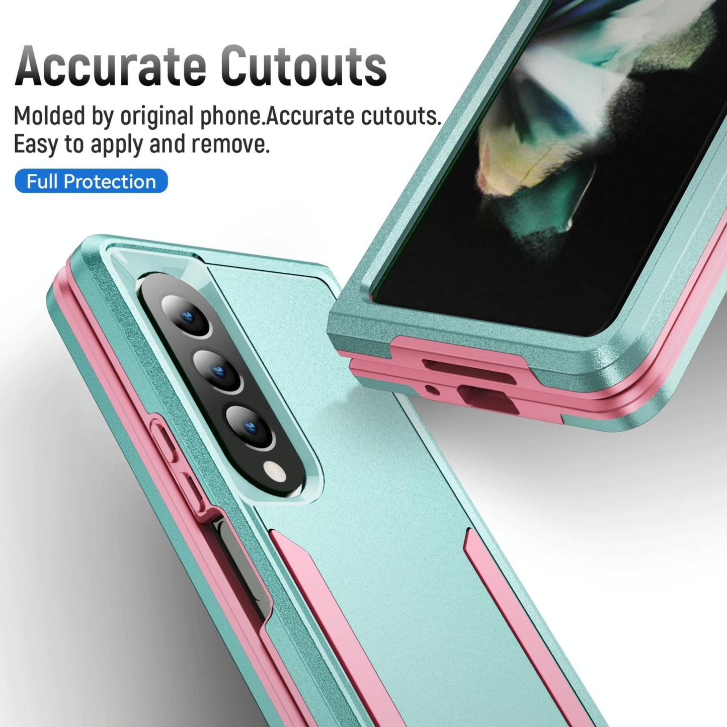 For Samsung Galaxy Z Fold4 5G Shockproof Pc Tpu Case - White + Pink