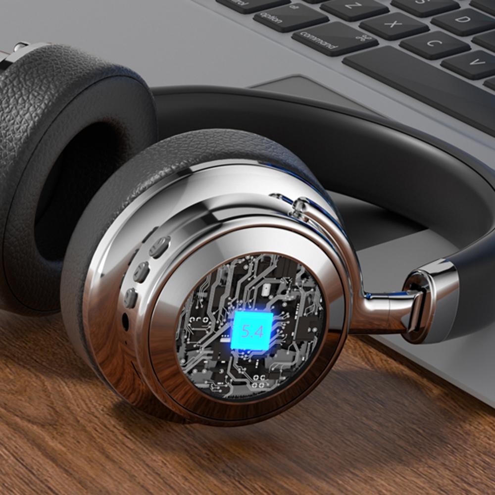 Retro Wireless Bluetooth Headset - Metal Head-mounted - Silver Brown