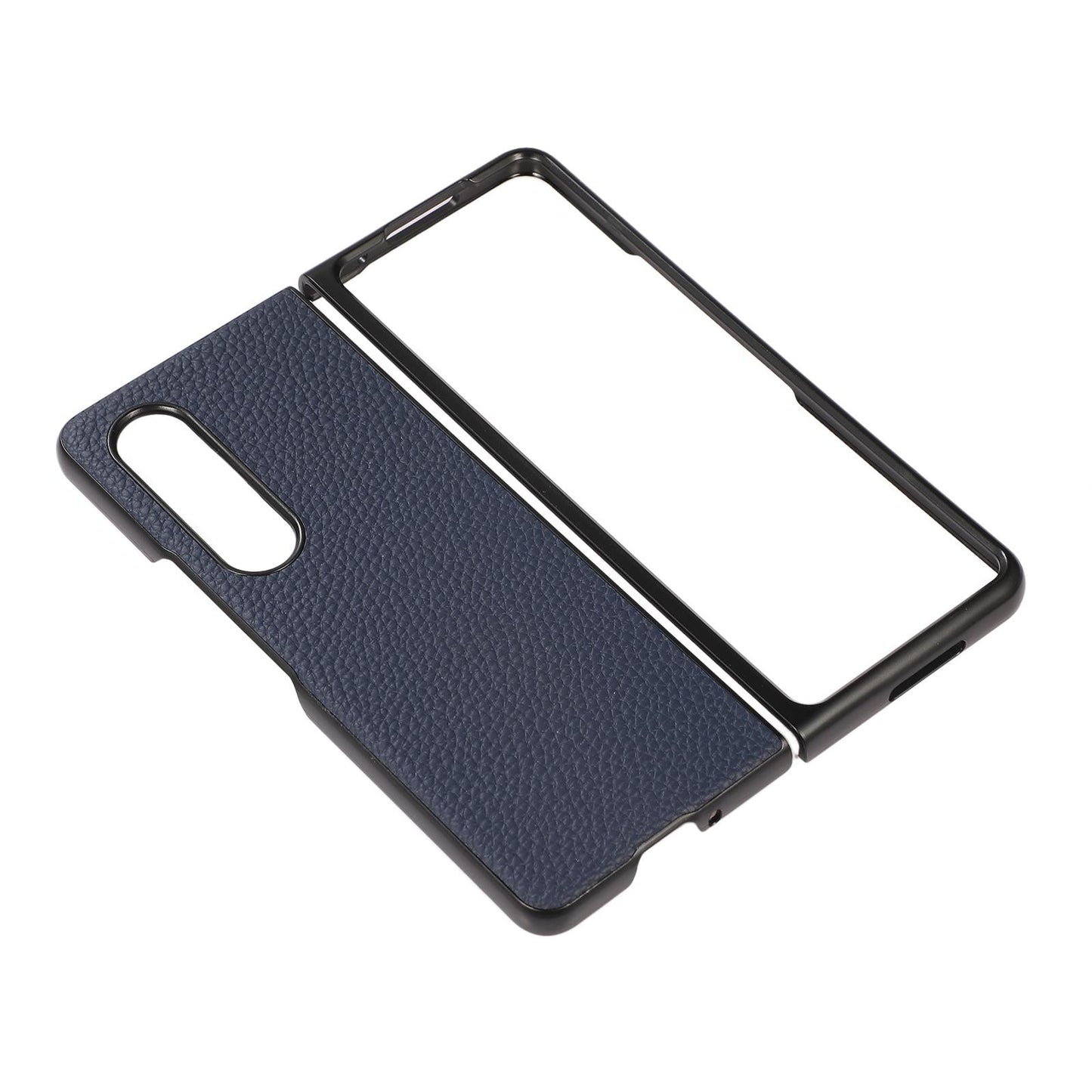 For Samsung Galaxy Z Fold4 5G Litchi Texture Case - Two Tone - Black