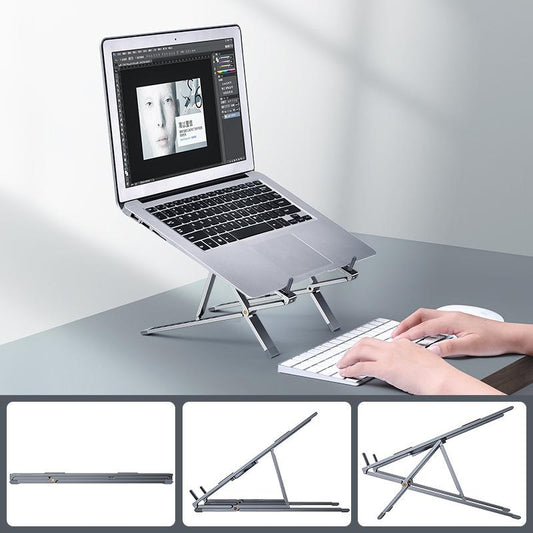 Adjustable Aluminum Laptop Cooling Bracket - Desktop - Gray