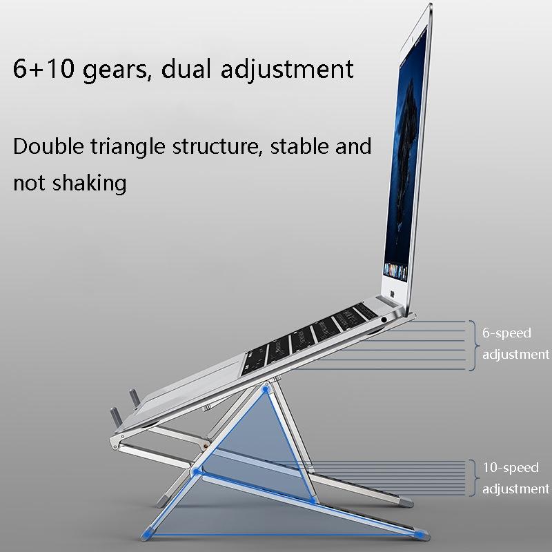 Adjustable Aluminum Laptop Cooling Bracket - Desktop - Gray
