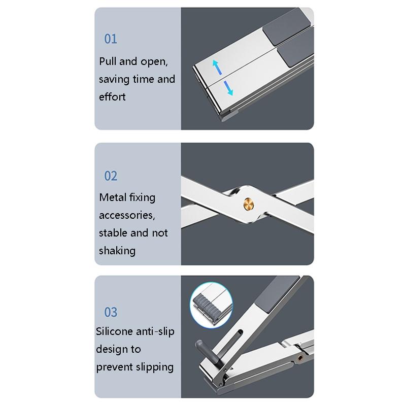 Adjustable Aluminum Laptop Cooling Bracket - Desktop - Gray