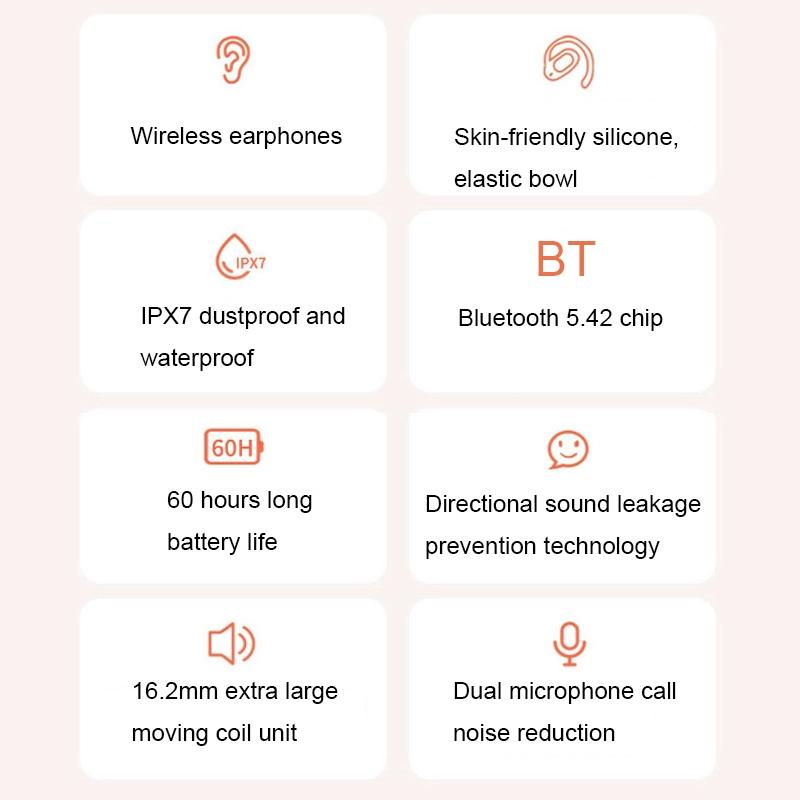 Wireless Dual-mic Bluetooth Earphones with Noise Reduction and Led Display - Black